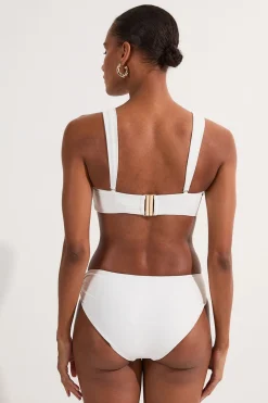 Haut de bikini à bretelles détachables avec bordure dorée