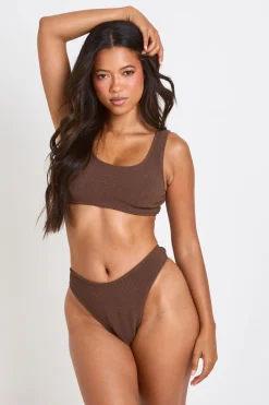 boohoo Haut De Bikini Échancré Texturé<Femme Maillots De Bain|Tenues De Plage