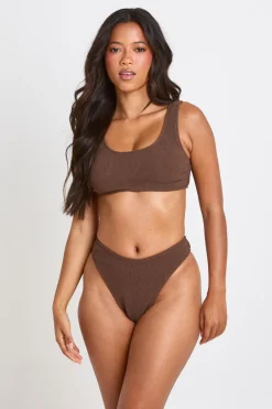 boohoo Haut De Bikini Échancré Texturé<Femme Maillots De Bain|Tenues De Plage