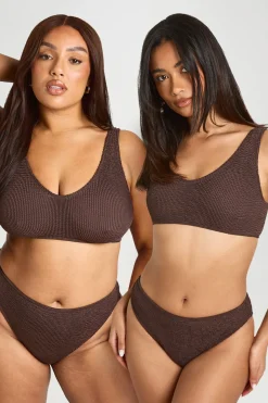 Haut De Bikini À Échancrure Arrondie En Tissu Froissé Premium Taille Unique
