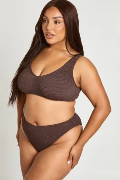 Haut De Bikini À Échancrure Arrondie En Tissu Froissé Premium Taille Unique