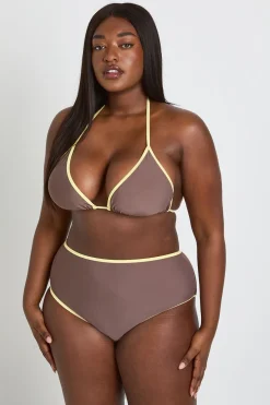 Haut De Bikini Contrasté Et Bas De Bikini Taille Haute Grande Taille