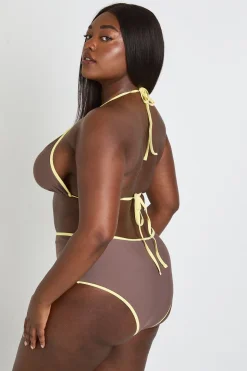 Haut De Bikini Contrasté Et Bas De Bikini Taille Haute Grande Taille