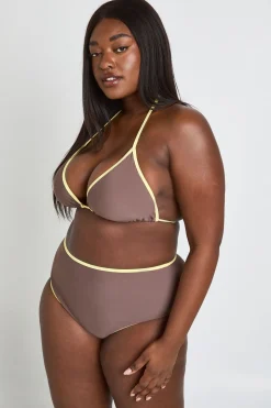 Haut De Bikini Contrasté Et Bas De Bikini Taille Haute Grande Taille