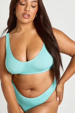 Haut De Bikini À Coupe Échancrée En Tissu Crinkle Premium Taille Unique