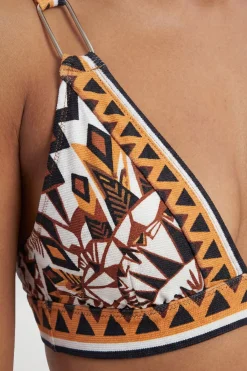 KarenMillen Haut de Bikini Décolleté à Motif Carrelage<Femme Maillots De Bain|Tenues De Plage