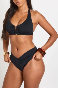 Haut De Bikini Dos Nu Plongeant Et Bas De Bikini Taille Haute Échancrés