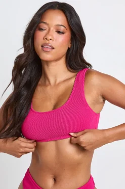 Haut De Bikini À Encolure Arrondie Texturé