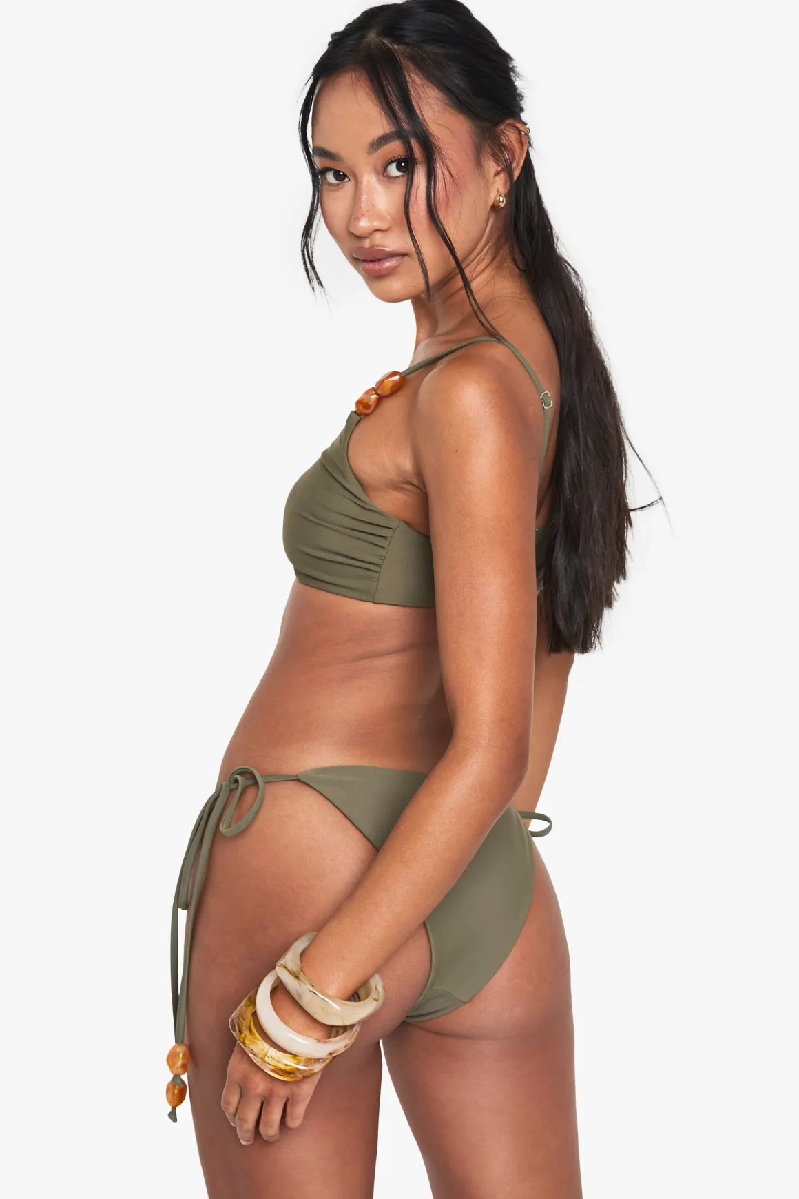 Haut de bikini à encolure échancrée en pierre de résine
