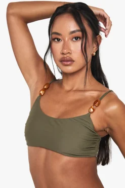 Haut de bikini à encolure échancrée en pierre de résine