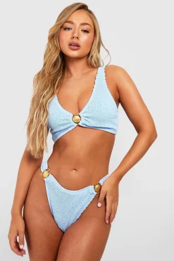 Haut de bikini à encolure plongeante et bord coquillage crinklé
