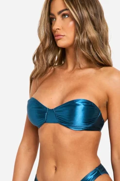 boohoo Haut de Bikini en Satin Sous-Armatures<Femme Tenues De Plage|Satin Et Dentelle