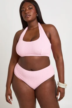 Haut De Bikini Grande Taille À Encolure Carrée Et Bas Taille Haute Effet Gaufré