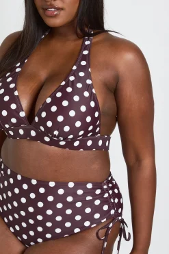 Haut De Bikini Grande Taille À Pois Avec Contrôle Du Ventre Taille Haute Et Décolleté Plongeant