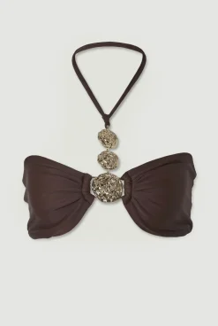 Haut de Bikini Licou avec Détails Métalliques