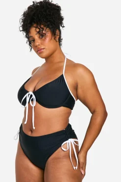 Haut de bikini à nouer en contraste pour grandes tailles