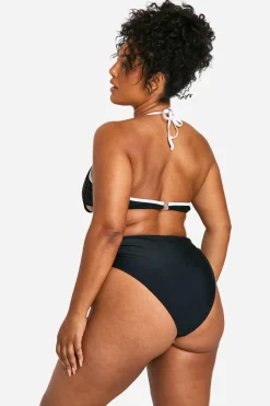 Haut de bikini à nouer en contraste pour grandes tailles