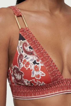 KarenMillen Haut de Bikini Plongeant à Imprimé Foulard Effet Miroir<Femme Maillots De Bain|Tenues De Plage