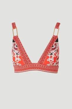 KarenMillen Haut de Bikini Plongeant à Imprimé Foulard Effet Miroir<Femme Maillots De Bain|Tenues De Plage