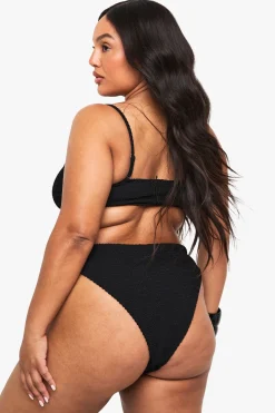 Haut de bikini Plus en tissu froissé avec nœud à l’avant