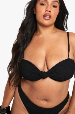 Haut de bikini Plus en tissu froissé avec nœud à l’avant