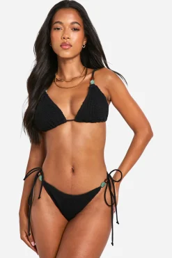 Haut de bikini triangle à bordure en pierre froissée