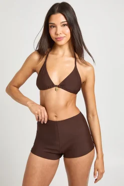 Haut De Bikini Triangle À Détail Doré Central Et Short De Bain