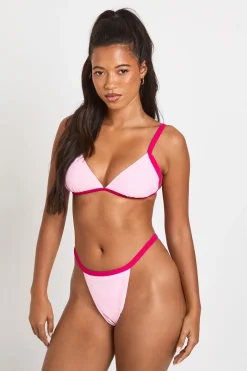 Haut De Bikini Triangle Et Bas De Bikini Tanga Avec Bordure Contrastante