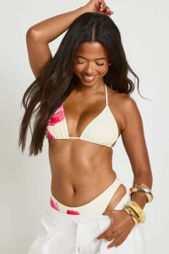 Haut De Bikini Triangle Et Bas De Bikini À Nouer Sur Les Côtés À Imprimé Fleur D'hibiscus