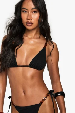 Haut de bikini triangle à paillettes premium avec bretelles style chaîne