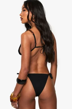 Haut de bikini triangle à paillettes premium avec bretelles style chaîne