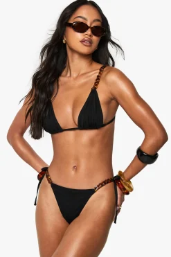Haut de bikini triangle à paillettes premium avec bretelles style chaîne