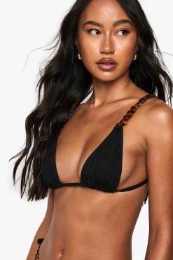 Haut de bikini triangle à paillettes premium avec bretelles style chaîne