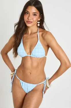 Haut De Bikini Triangle Vichy Et Bas De Bikini À Nouer Sur Les Côtés