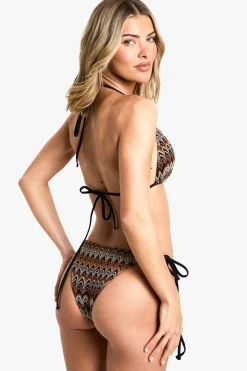 boohoo Haut de Bikini Triangle à Zigzag Tricoté<Femme Maillots De Bain|Tenues De Plage