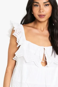 boohoo Haut de camisole superposé avec broderie et garniture<Femme Tops