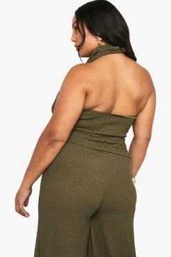 boohoo Haut de corps grande taille à col cascade et ruche<Femme Tops