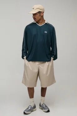 Haut De Football Homme Oversize Brodé À Liseré Et Manches Longues