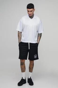boohooMAN Haut De Football Oversize Ample À Rayures Avec Panneau En Dentelle Tall<Homme T-Shirts Tall|Tout Afficher