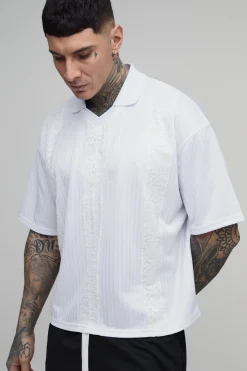 boohooMAN Haut De Football Oversize Ample À Rayures Avec Panneau En Dentelle Tall<Homme T-Shirts Tall|Tout Afficher