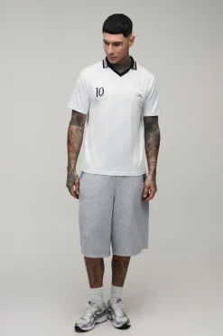 Haut De Football Tall Oversize À Manches Courtes Avec Imprimé Homme Et Liseré