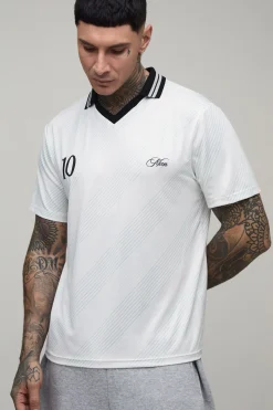 Haut De Football Tall Oversize À Manches Courtes Avec Imprimé Homme Et Liseré
