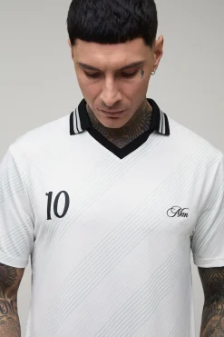 Haut De Football Tall Oversize À Manches Courtes Avec Imprimé Homme Et Liseré
