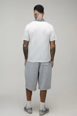 Haut De Football Tall Oversize À Manches Courtes Avec Imprimé Homme Et Liseré