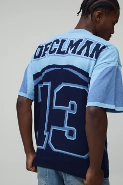 boohooMAN Haut de hockey pour homme Champions Varsity en tricot jacquard à manches courtes<Homme T-Shirts|Maille