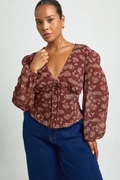 Haut De Laitière Grande Taille À Imprimé Cachemire Avec Nœud Devant