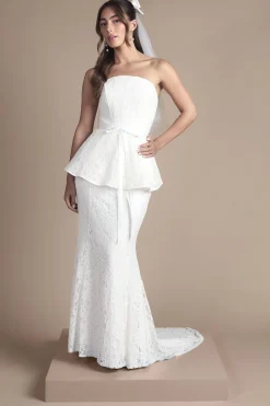 Haut de Mariée Bandeau en Dentelle avec Basque