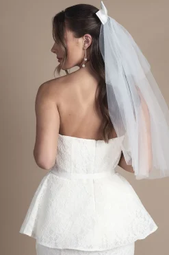 Haut de Mariée Bandeau en Dentelle avec Basque
