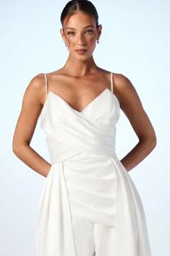 Haut de Mariée à Détail Drapé en Satin