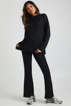 boohoo Haut de maternité ample à manches longues avec fente latérale et pantalon évasé<Femme Ensembles